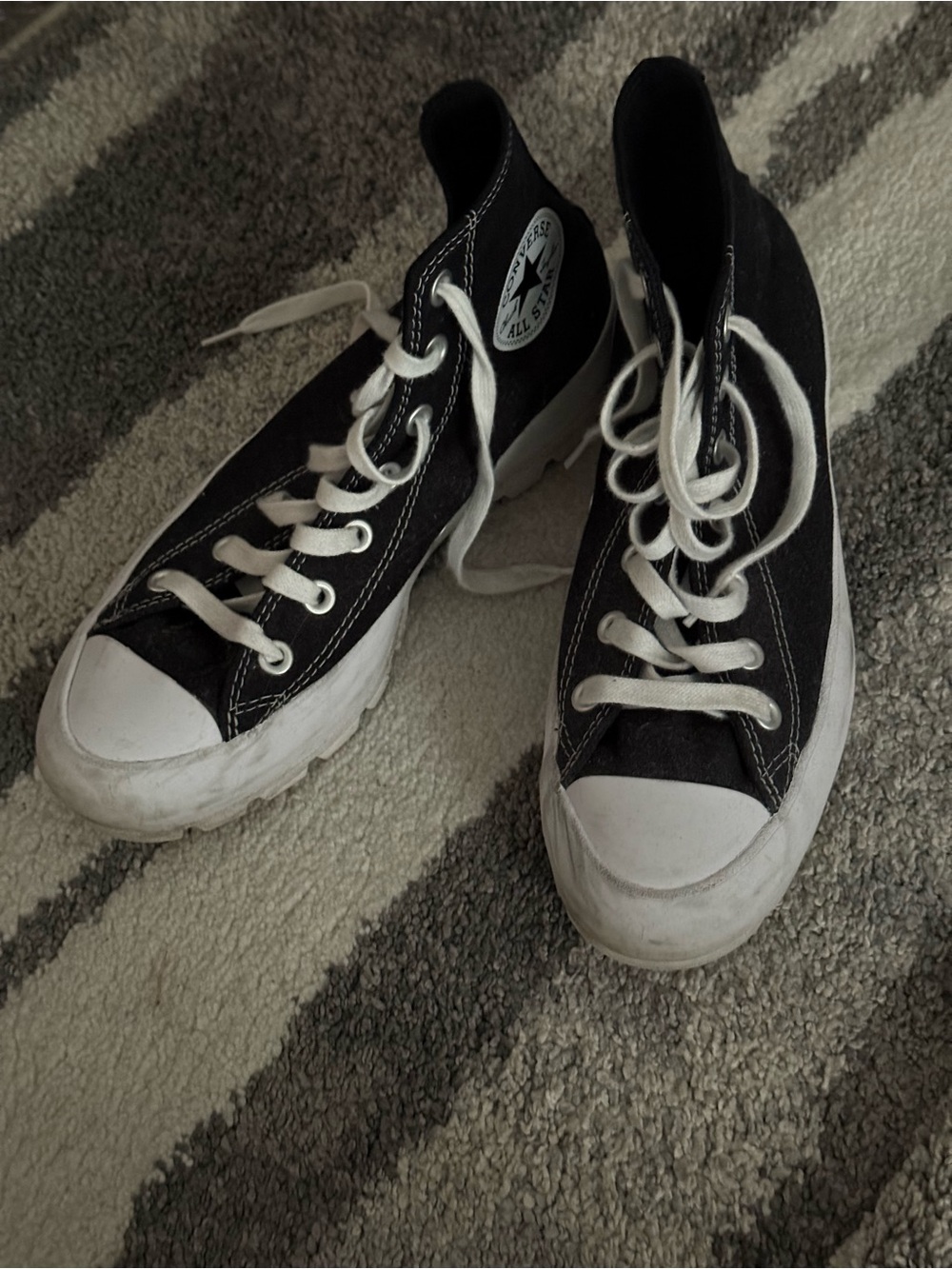 Converse Black and White High-Top Platform Sneakers